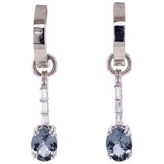 Reversible 18k White and Yellow Gold Hoops with Gray Spinel and Diamond Jackets