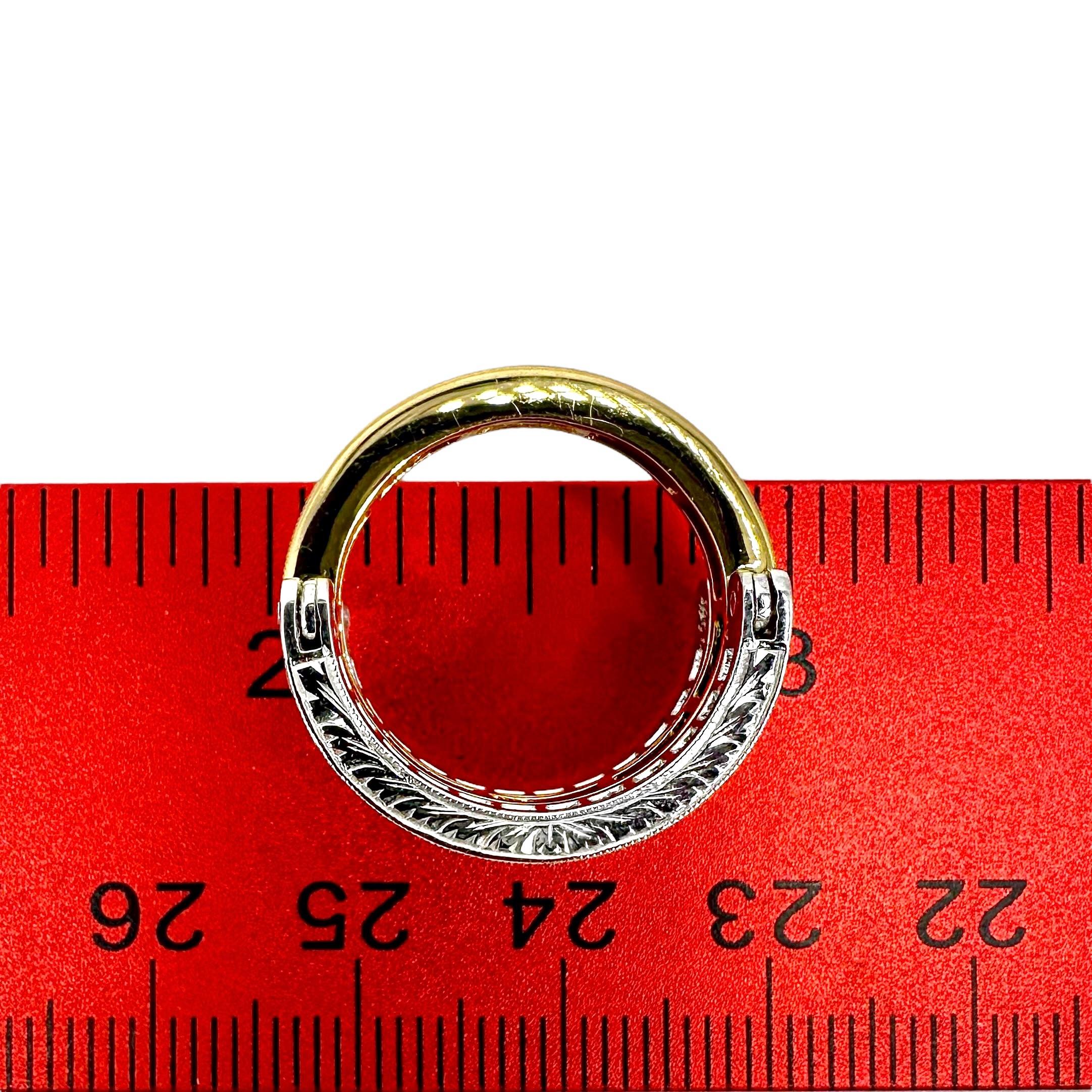 Anello reversibile a fascia larga a 3 file con rubini, diamanti e zaffiri in vendita 5