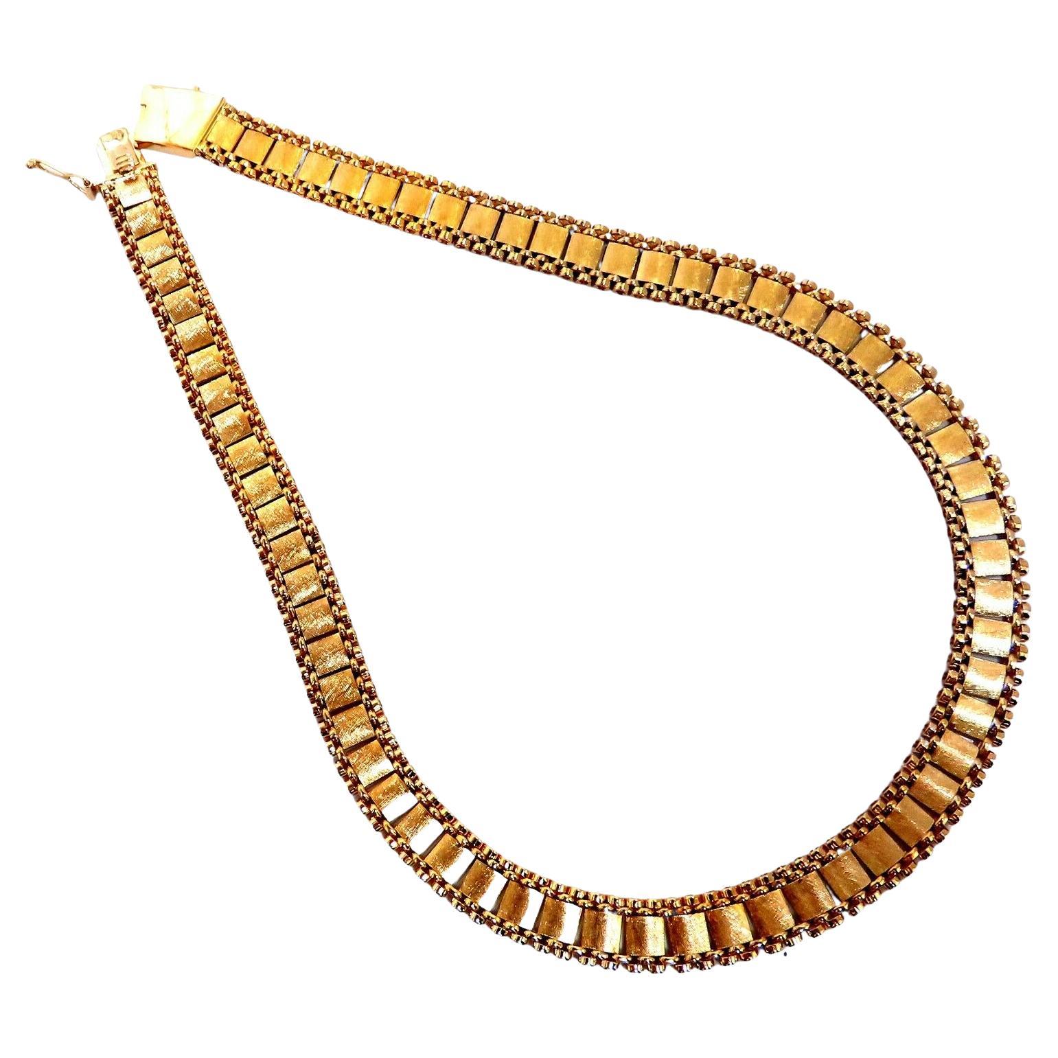 Reversible 5 Tier Curbed Band Link Gold Necklace 14kt Gold For Sale