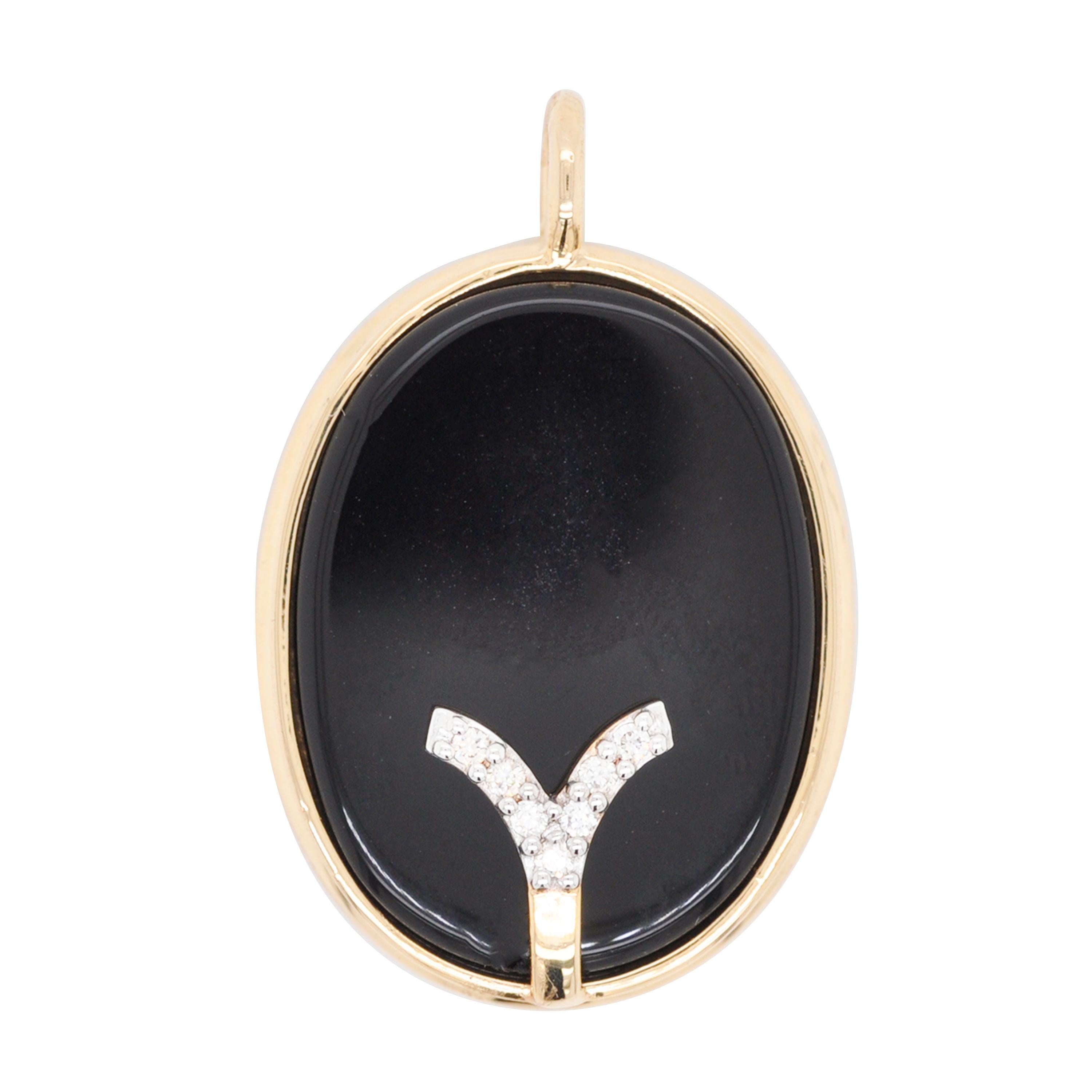 Reversible Aries Carving Cameo Zodiac Diamond 14 Karat Gold Pendant Necklace For Sale 8