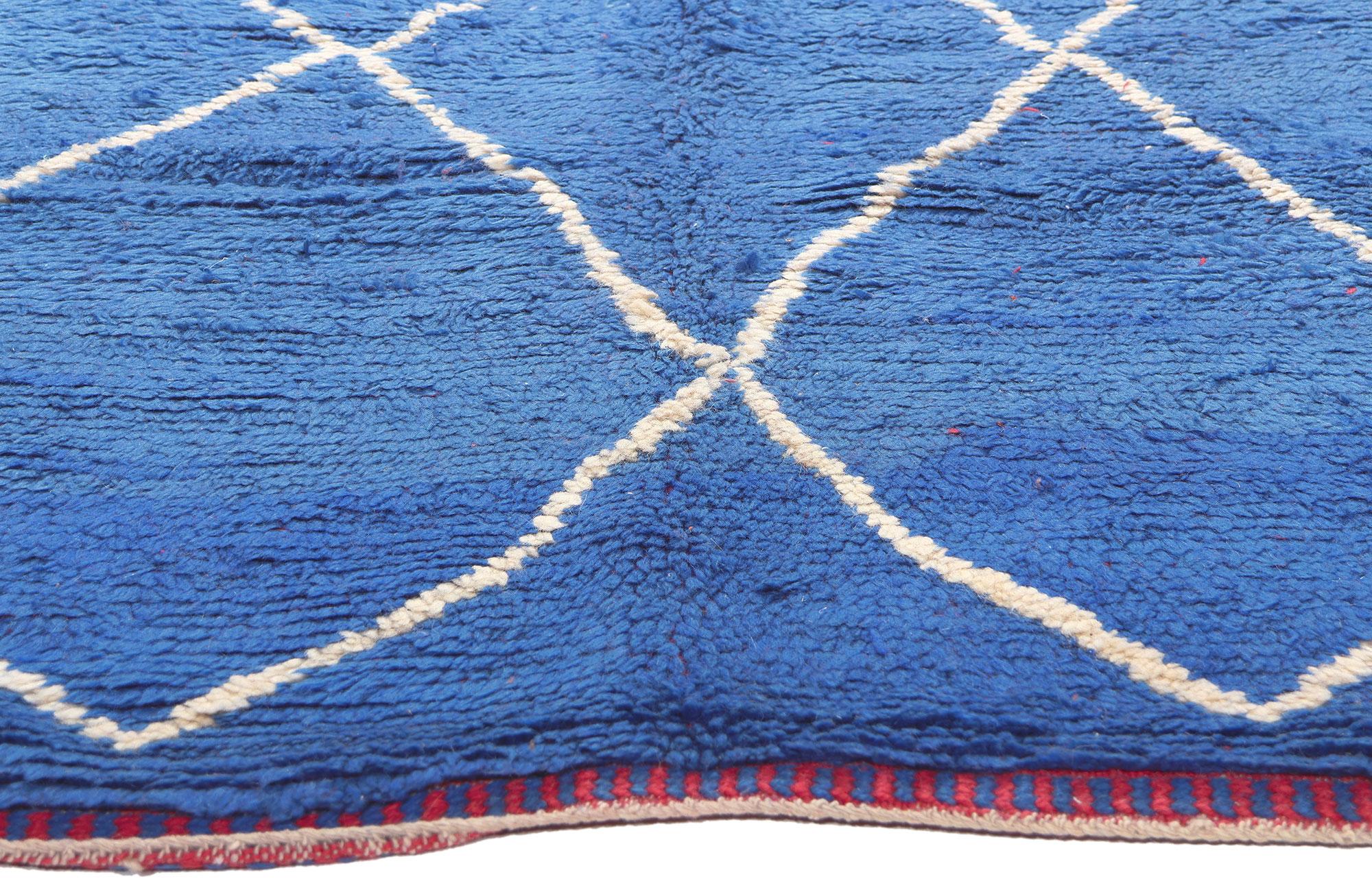 Reversible Red and Blue Berber Moroccan Rug with Modern Style In Good Condition For Sale In Dallas, TX