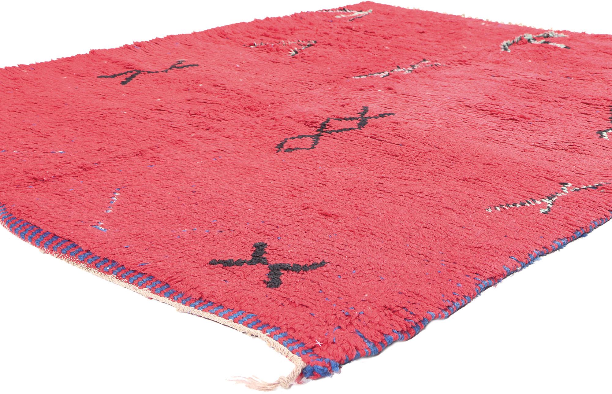 Reversible Red and Blue Berber Moroccan Rug with Modern Style For Sale 5