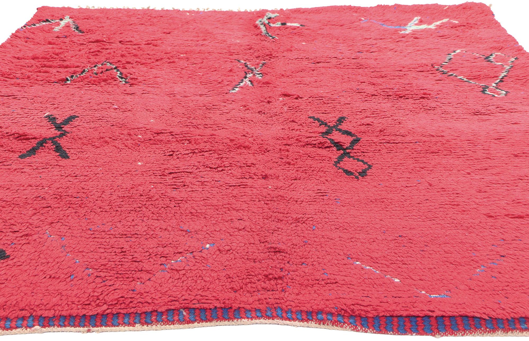 Reversible Red and Blue Berber Moroccan Rug with Modern Style For Sale 6
