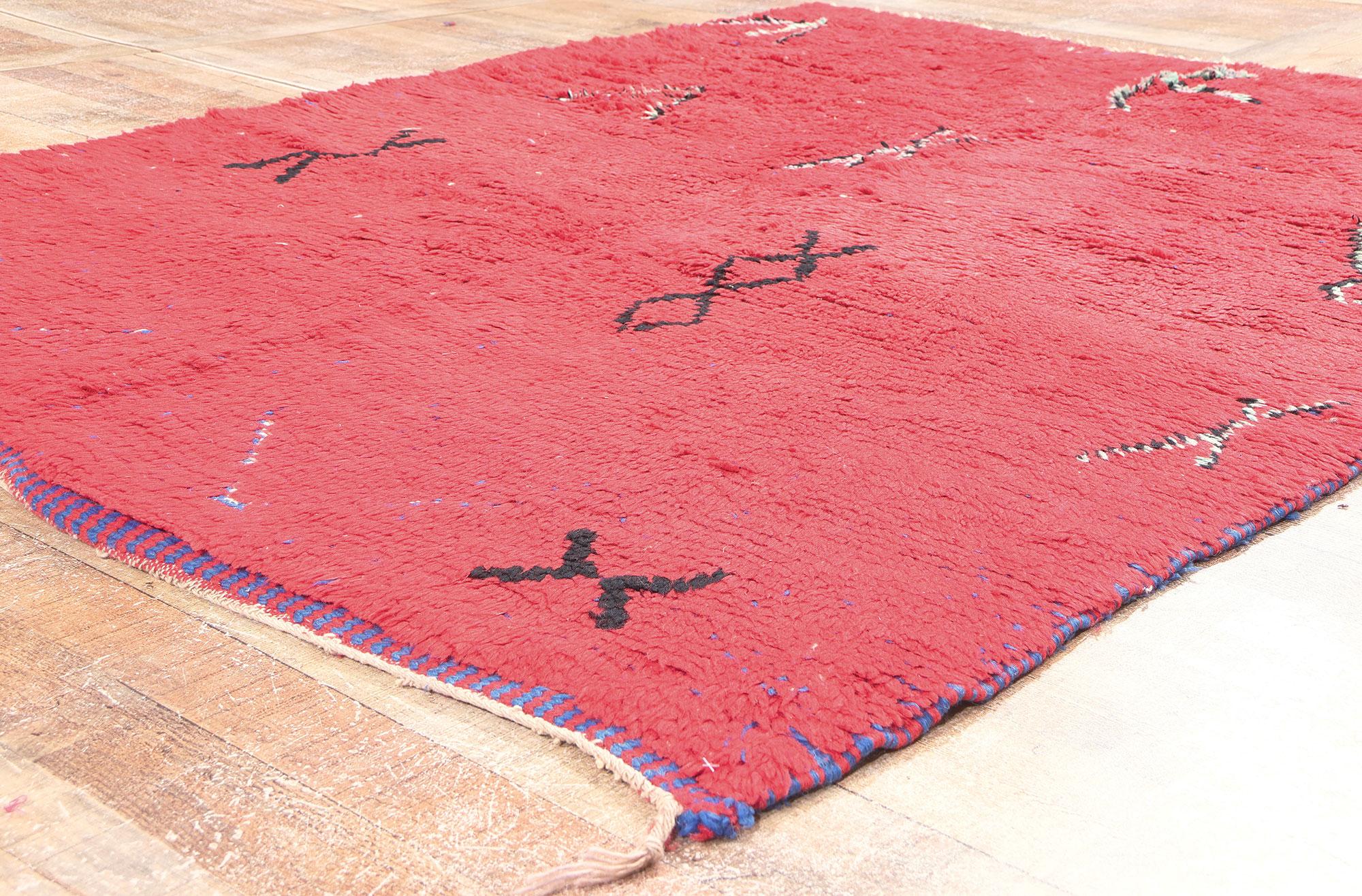Reversible Red and Blue Berber Moroccan Rug with Modern Style For Sale 9
