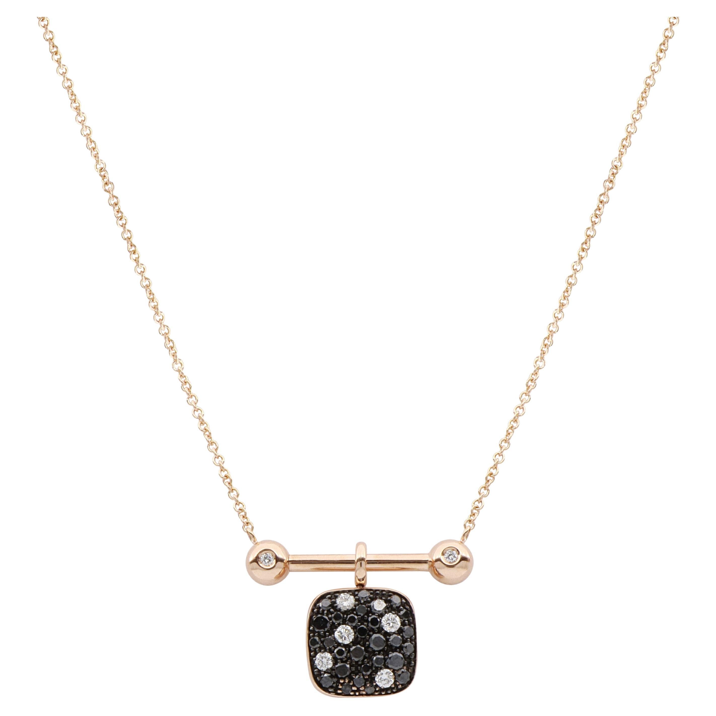 Reversible Black and White Diamond Square Modern Necklace For Sale