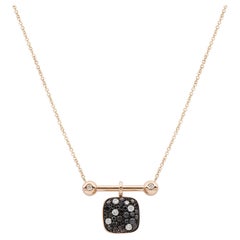 Reversible Black and White Diamond Square Modern Necklace