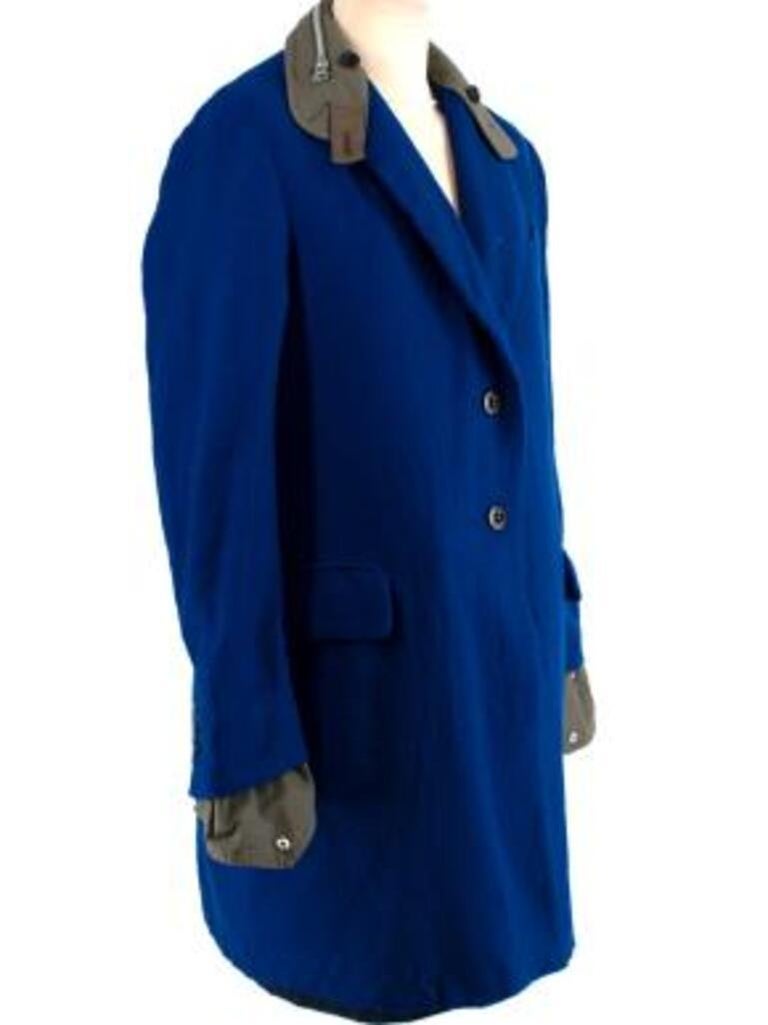 Reversible Blue and Green Solid Shrivel Coat For Sale at 1stDibs
