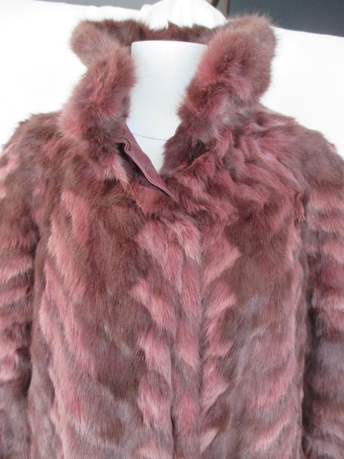 Women's or Men's Reversible Bordeaux Long Fur and Exotic Leather Coat For Sale