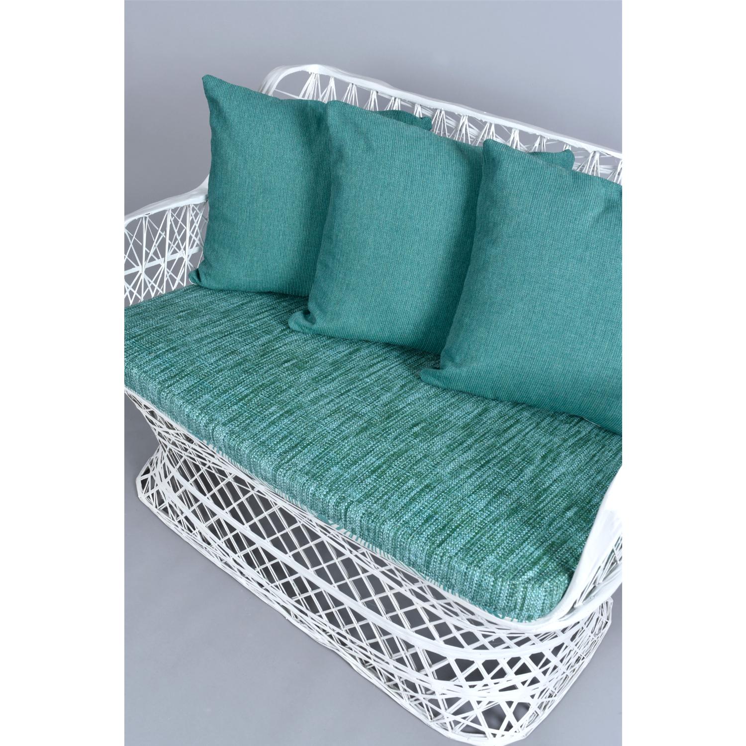 Mid-Century Modern Reversible Cushion Russell Woodard Spun Fiberglass Outdoor Loveseat Couch
