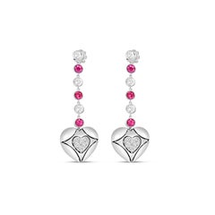 Reversible Customizable Pavè Dangle Heart Earrings with Diamonds