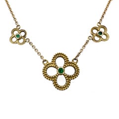 Reversible Diamond and Emerald Quatrefoil Chain Necklace in 18 Karat Yellow Gold