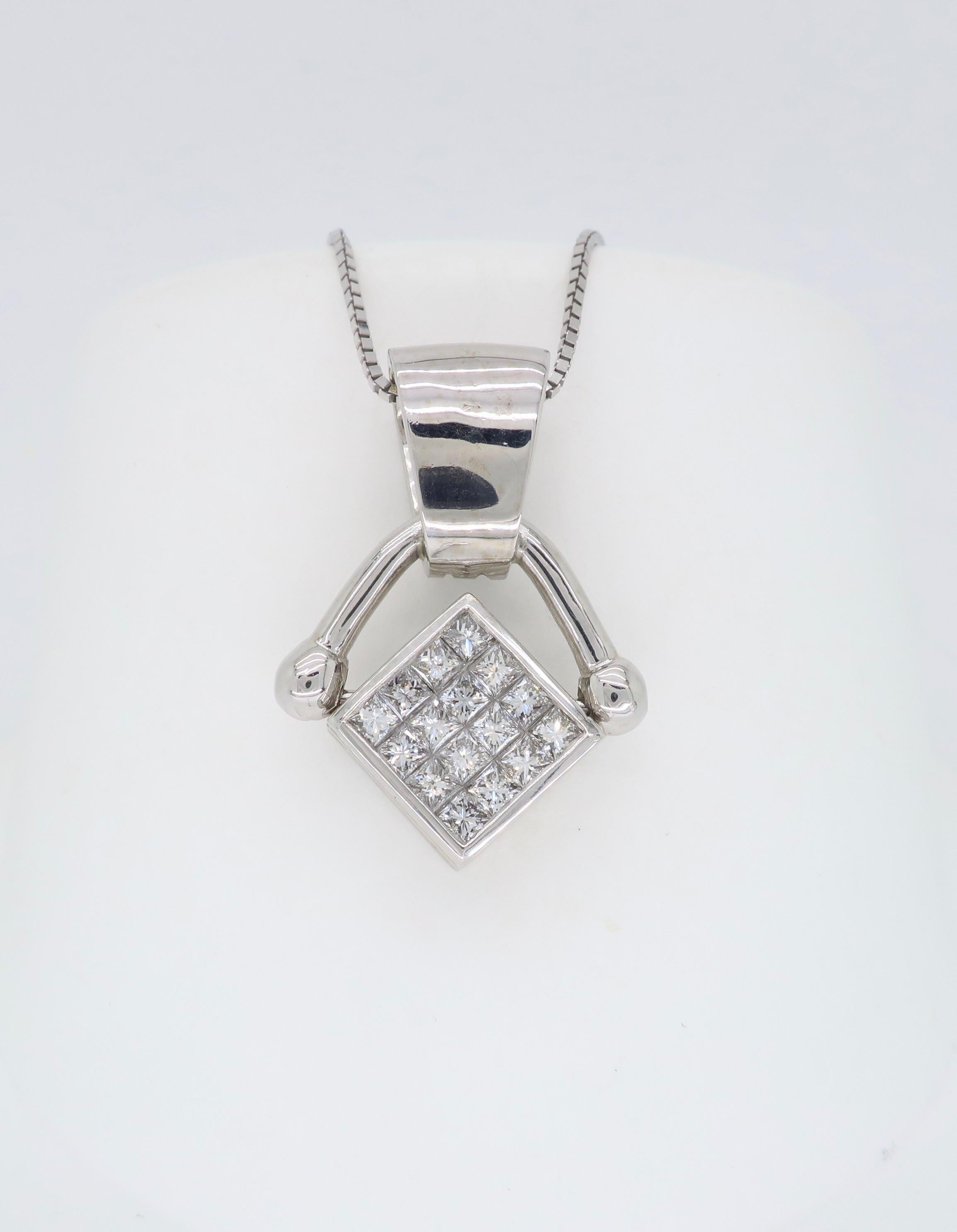 Reversible Diamond and Blue Sapphire Pendant Necklace For Sale 6