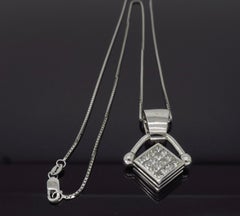 Reversible Diamond and Blue Sapphire Pendant Necklace