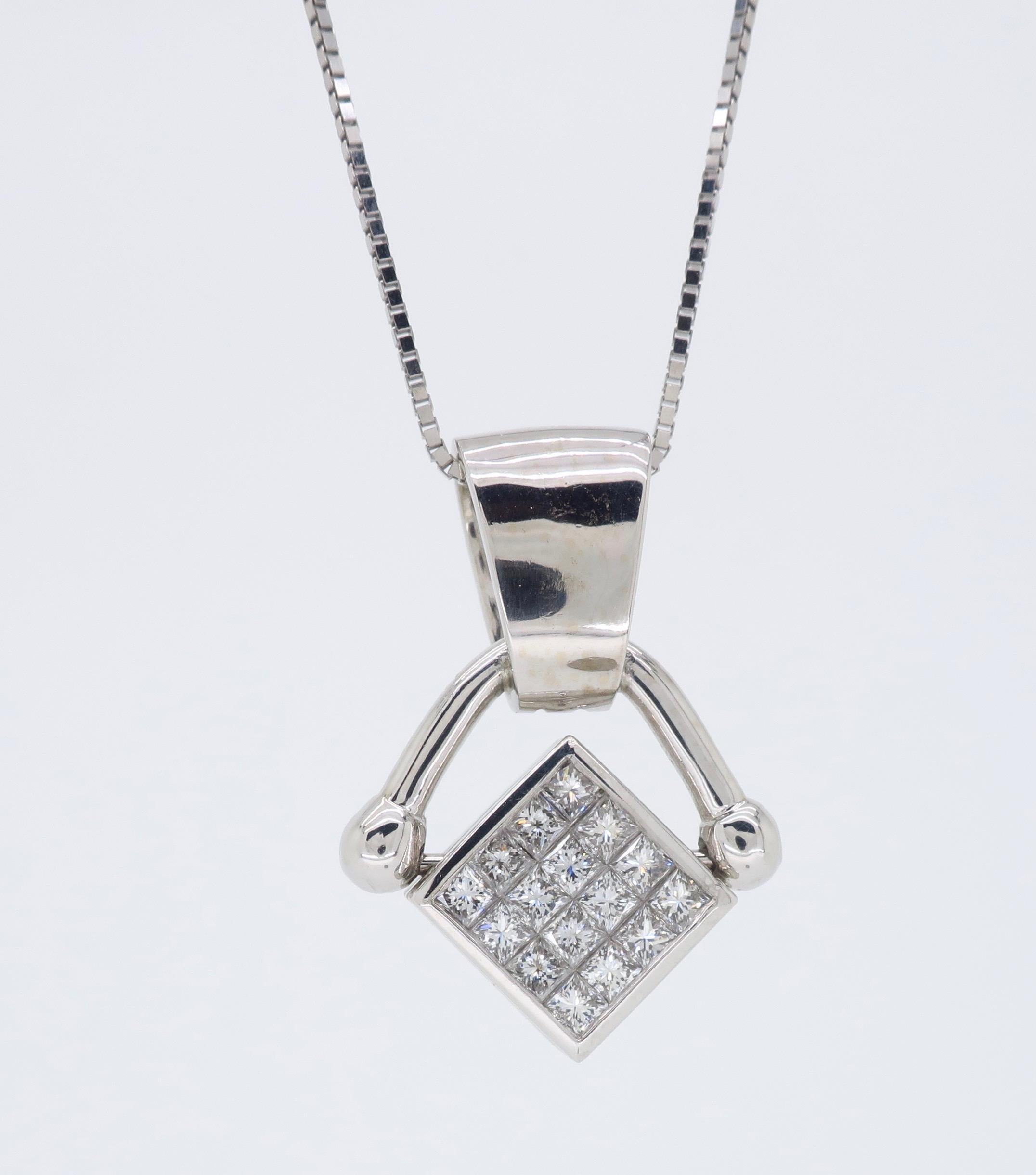Reversible Diamond and Blue Sapphire Pendant Necklace For Sale 2