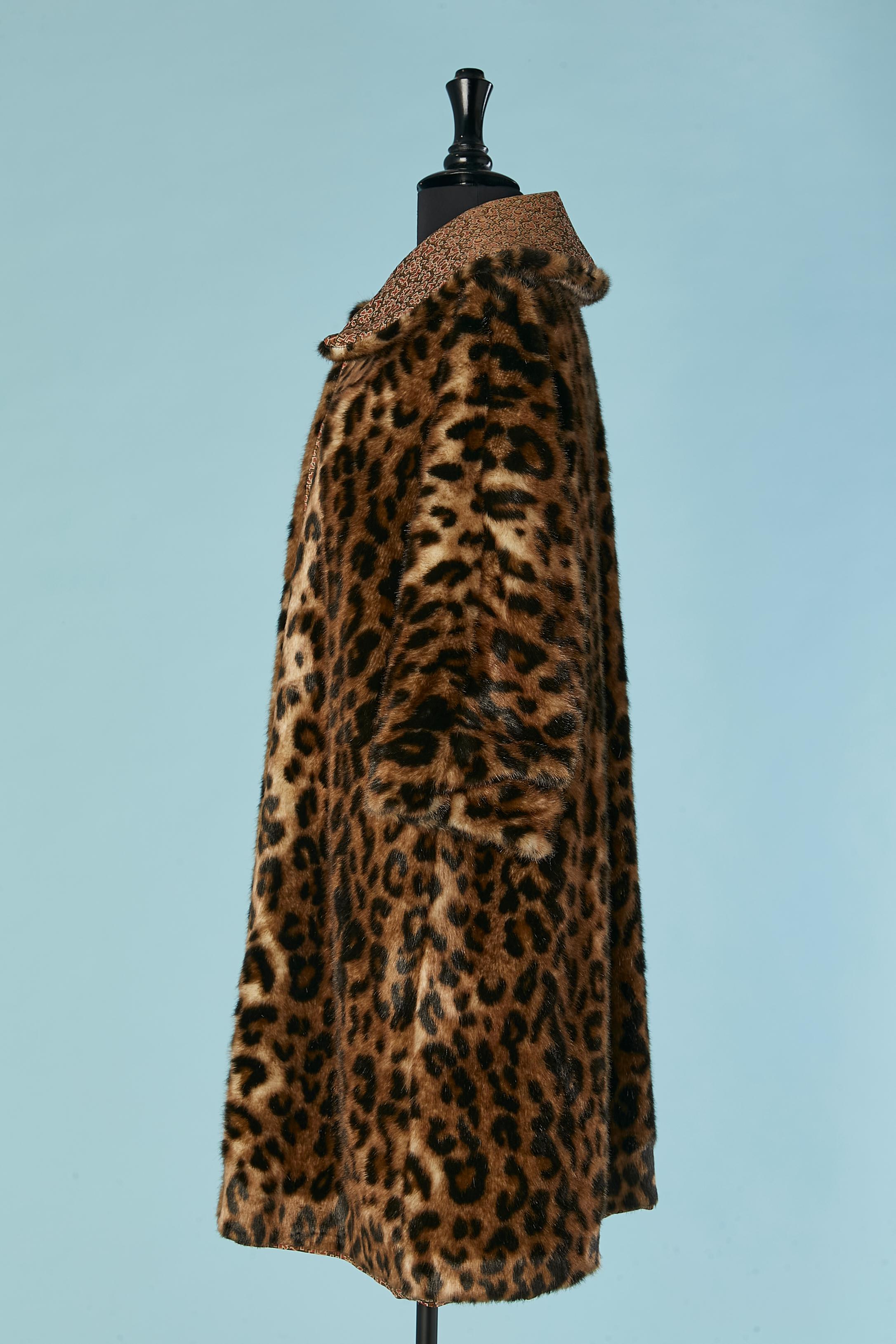 Wendbarer Kunstpelzmantel mit Leopardenmuster und Jacquard auf der anderen Seite ETRO Damen im Angebot