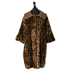 Cappotto reversibile in pelliccia sintetica con stampa leopardo e jacquard sull'altro lato Etro