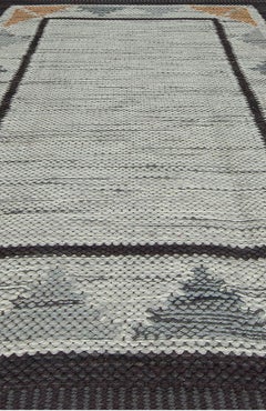 Reversible Flat-Weave Rug in, and Rust "Slateframe" by Doris Leslie Blau