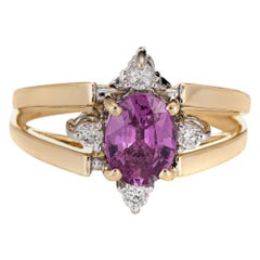 Vintage Reversible Flip Ring 14 Karat Yellow Gold Pink Sapphire Diamond Two in One 5