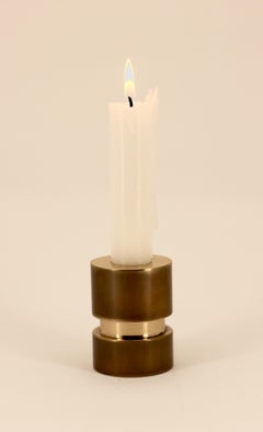Reversible Handmade Cast Brass Teelicht + Taper Kerzenhalter mit Bronze Patina