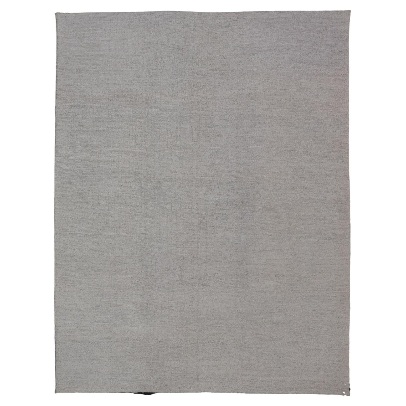 Grand tapis moderne épais à tissage plat réversible au design minimaliste avec motif kaki