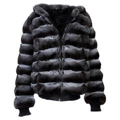 Chaqueta de cuero reversible con forro de piel de chinchilla