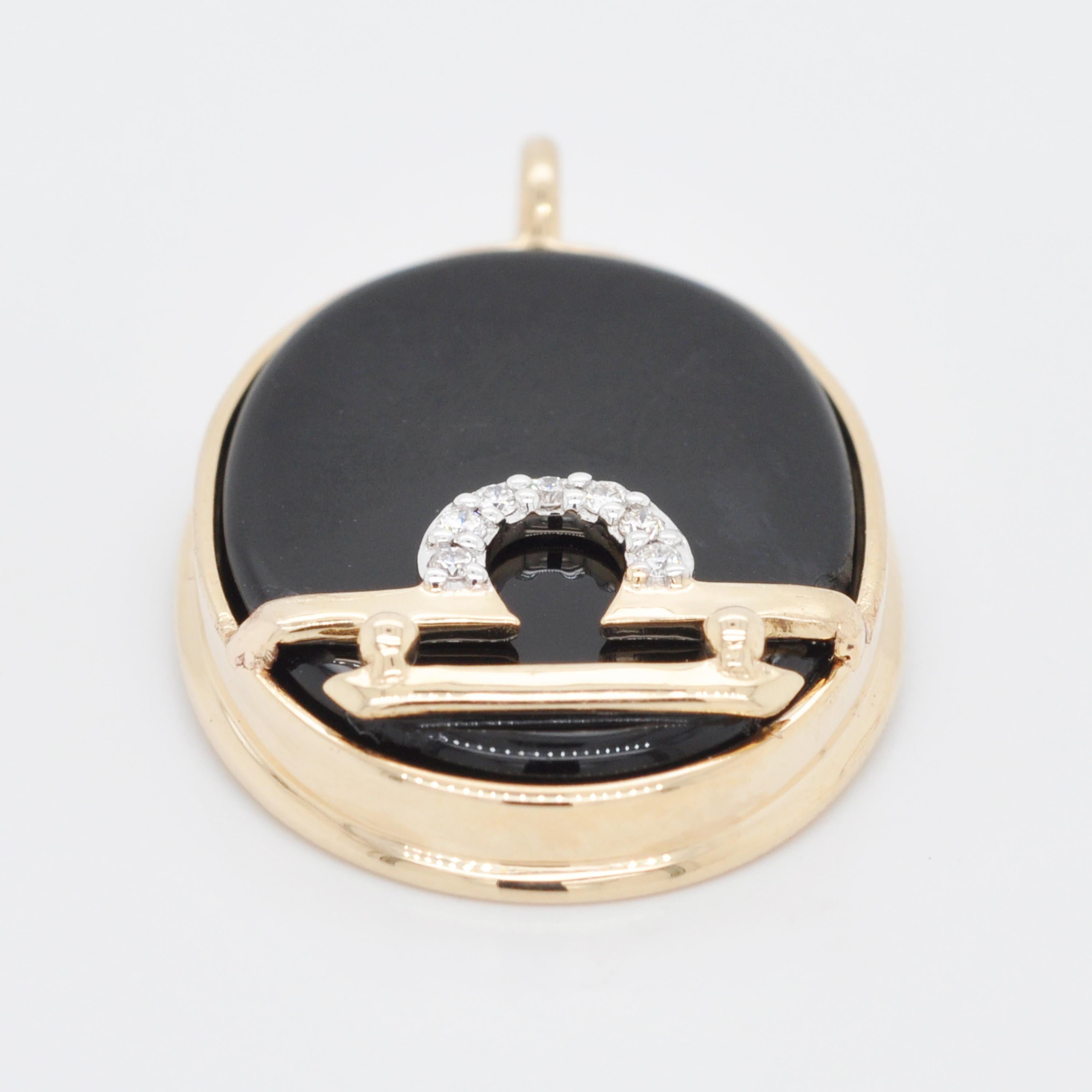 Reversible Libra Carving Cameo Zodiac Diamond 14 Karat Gold Pendant Necklace For Sale 5