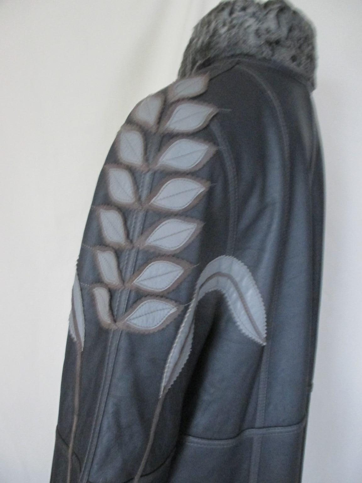 Women's or Men's Reversible Long Leather Grey Broadtail Lamb Fur Coat  For Sale