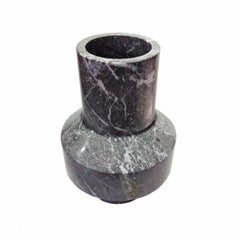 Hand-Carved Reversible Marble Vase in Gray, Modern Italian Design