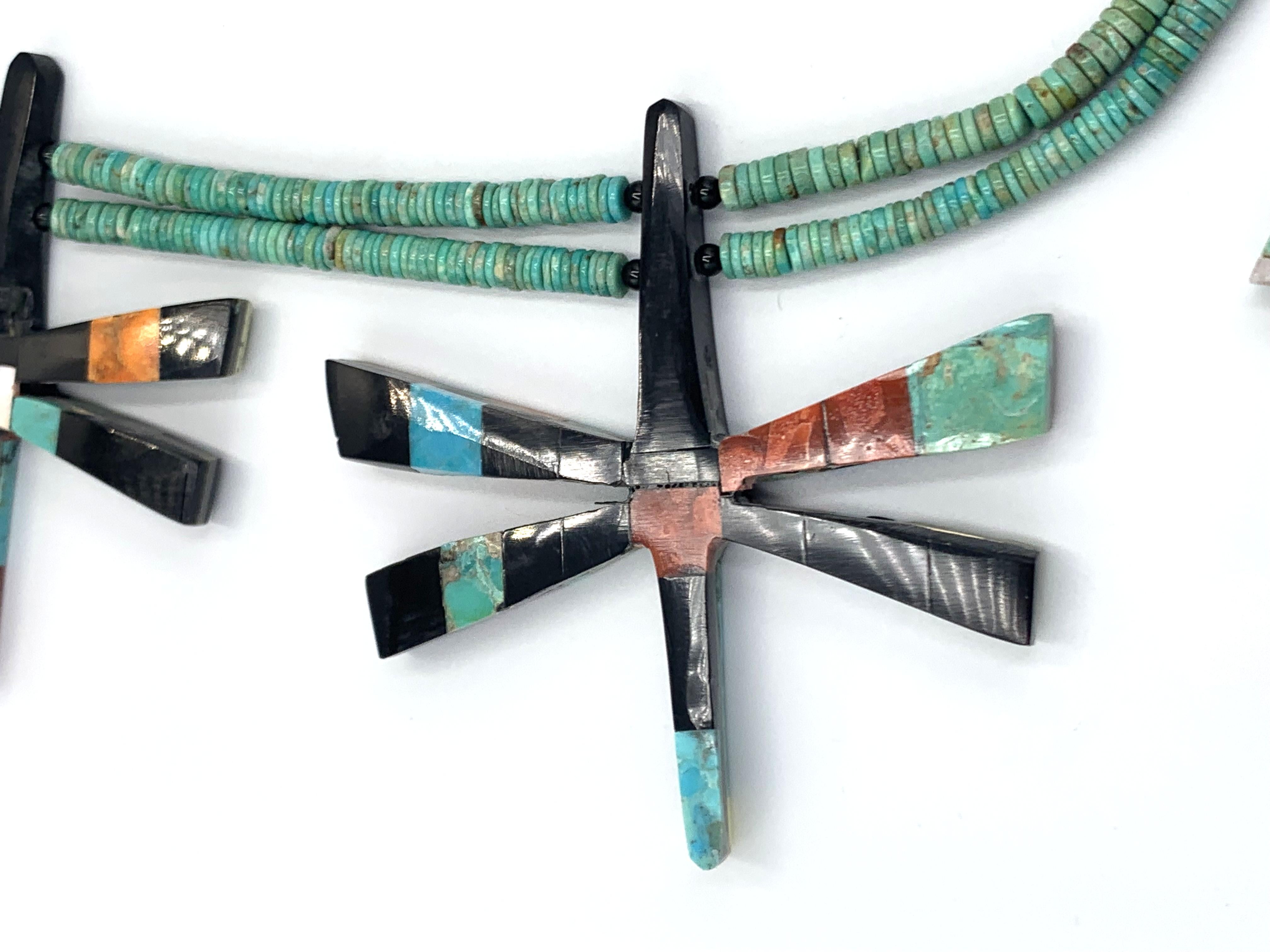 Collana reversibile con libellule intarsiate a mosaico di Jolene Bird in vendita 7