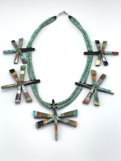 Reversible Mosaic Inlaid Dragonfly Necklace by Jolene Bird