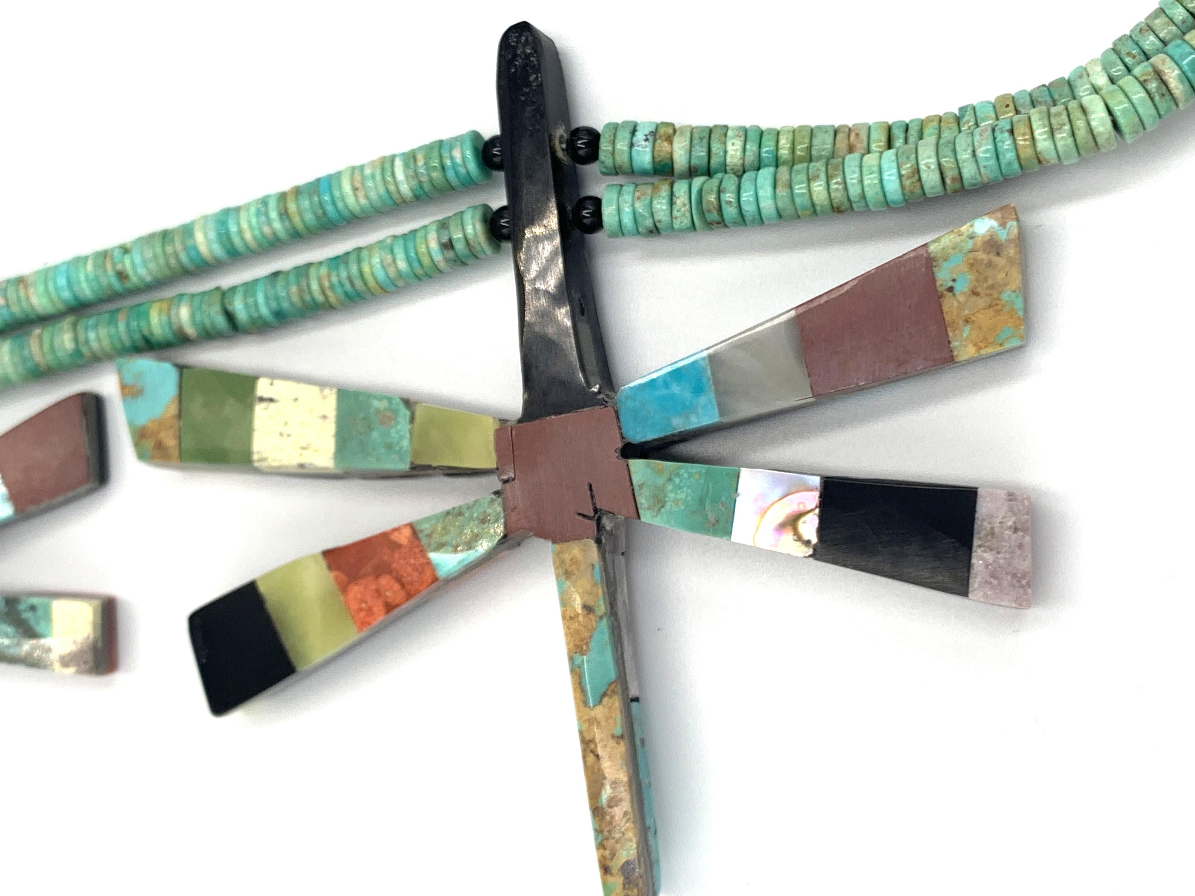 Collana reversibile con libellule intarsiate a mosaico di Jolene Bird in vendita 1