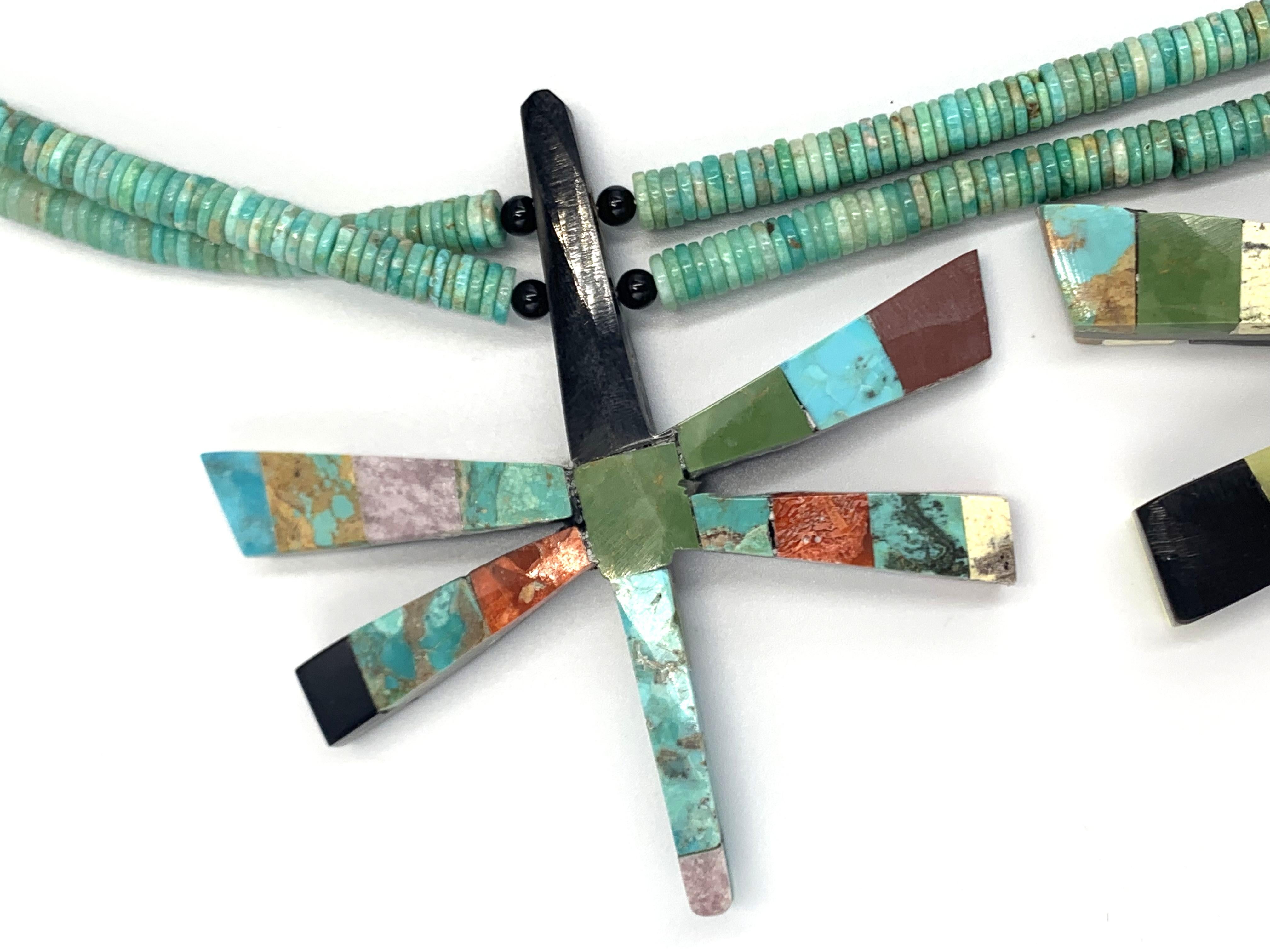 Collana reversibile con libellule intarsiate a mosaico di Jolene Bird in vendita 2