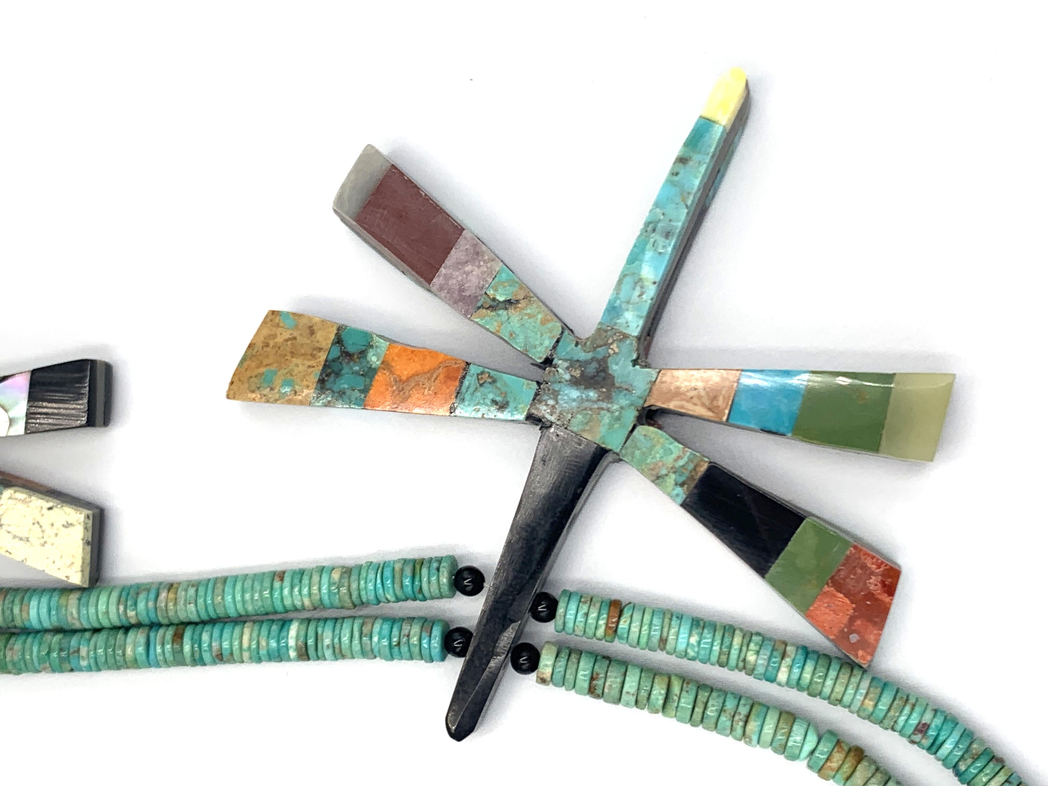 Collana reversibile con libellule intarsiate a mosaico di Jolene Bird in vendita 4