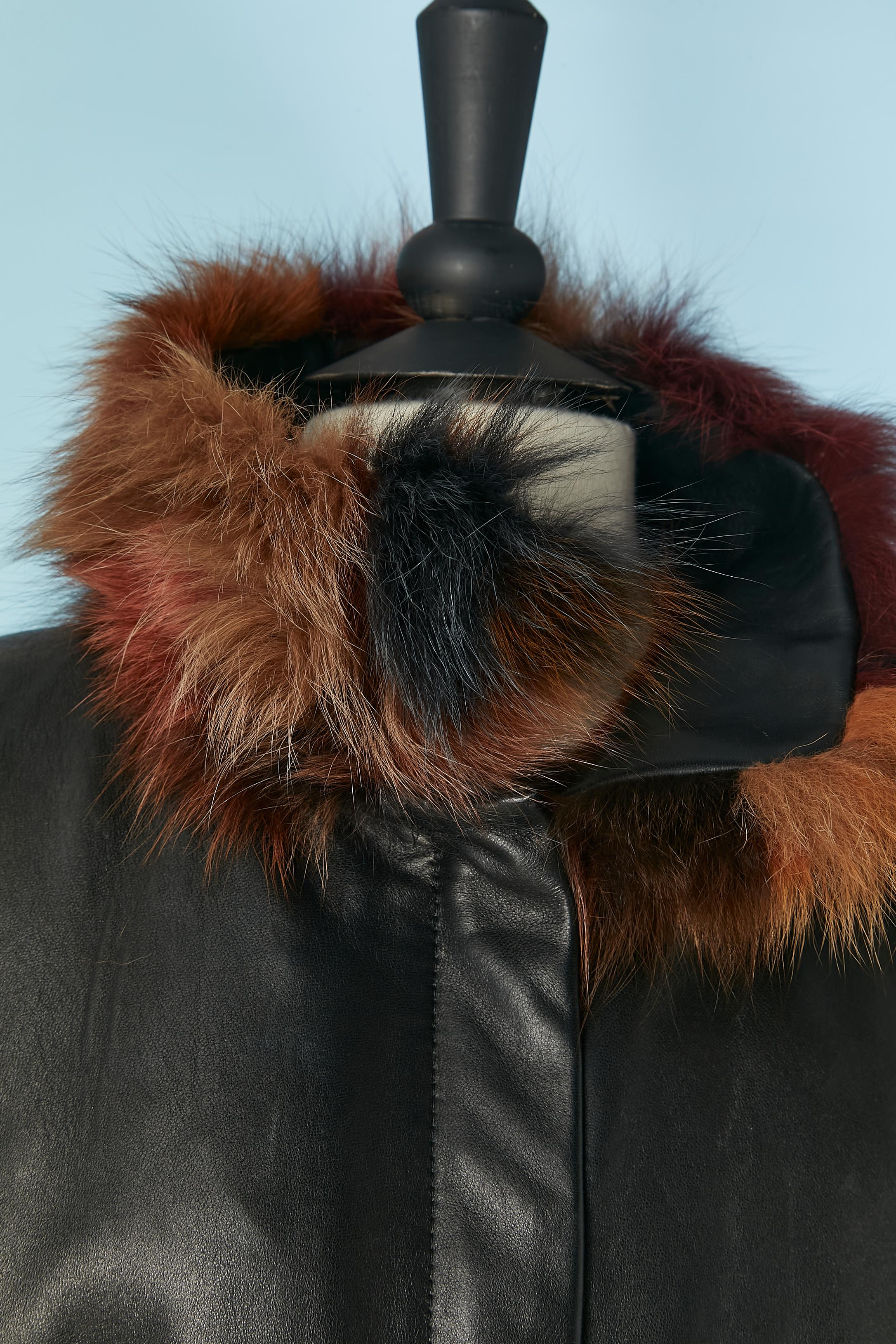 Gilet réversible en fourrure multicolore avec cuir à l'intérieur en vente 2