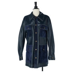 Reversible navy blue suede and leather jacket for man Mc Gregor Circa 1970's