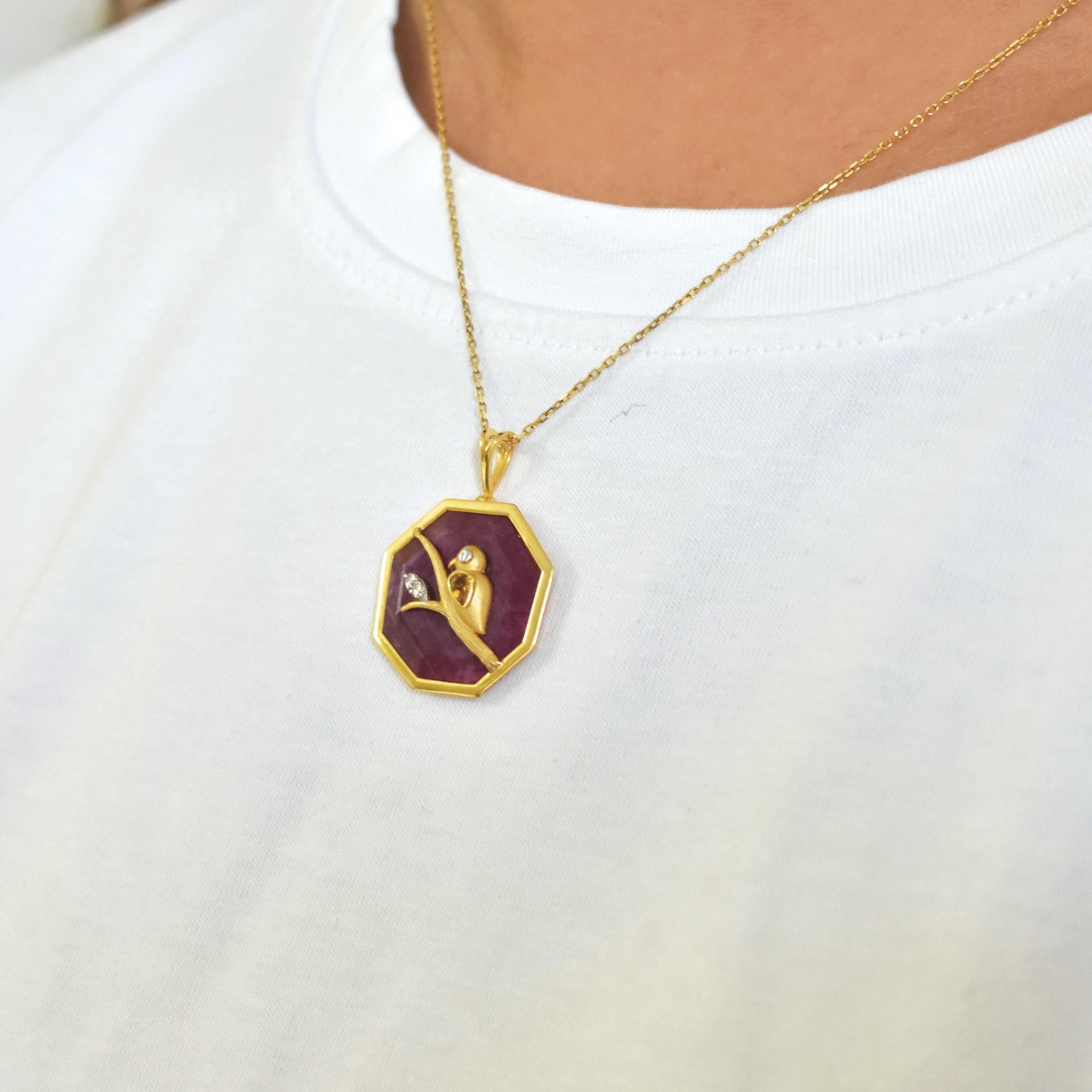 Reversible Octagonal Ruby Pendant Yellow Sapphire… - image 4