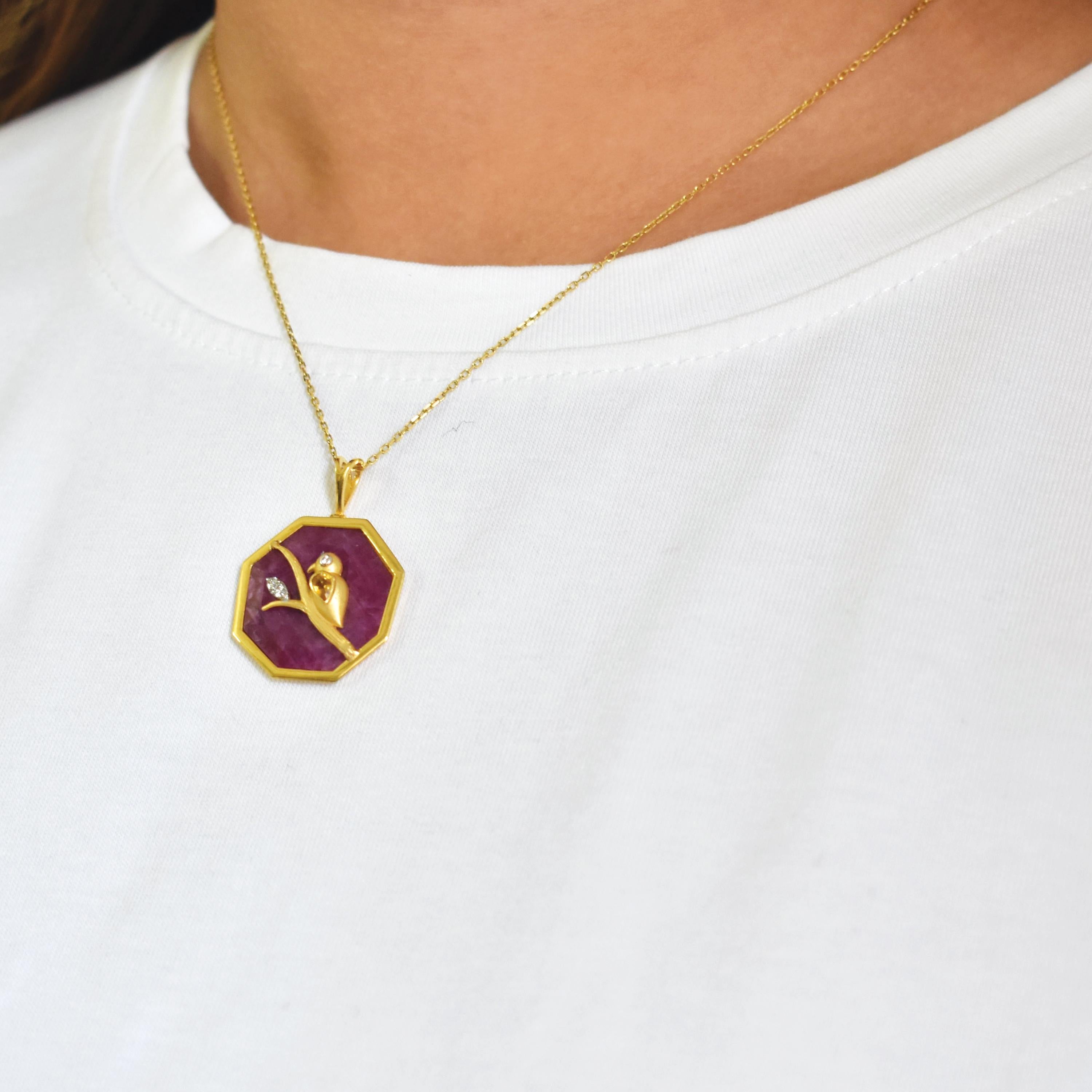 Reversible Octagonal Ruby Pendant Yellow Sapphire… - image 5