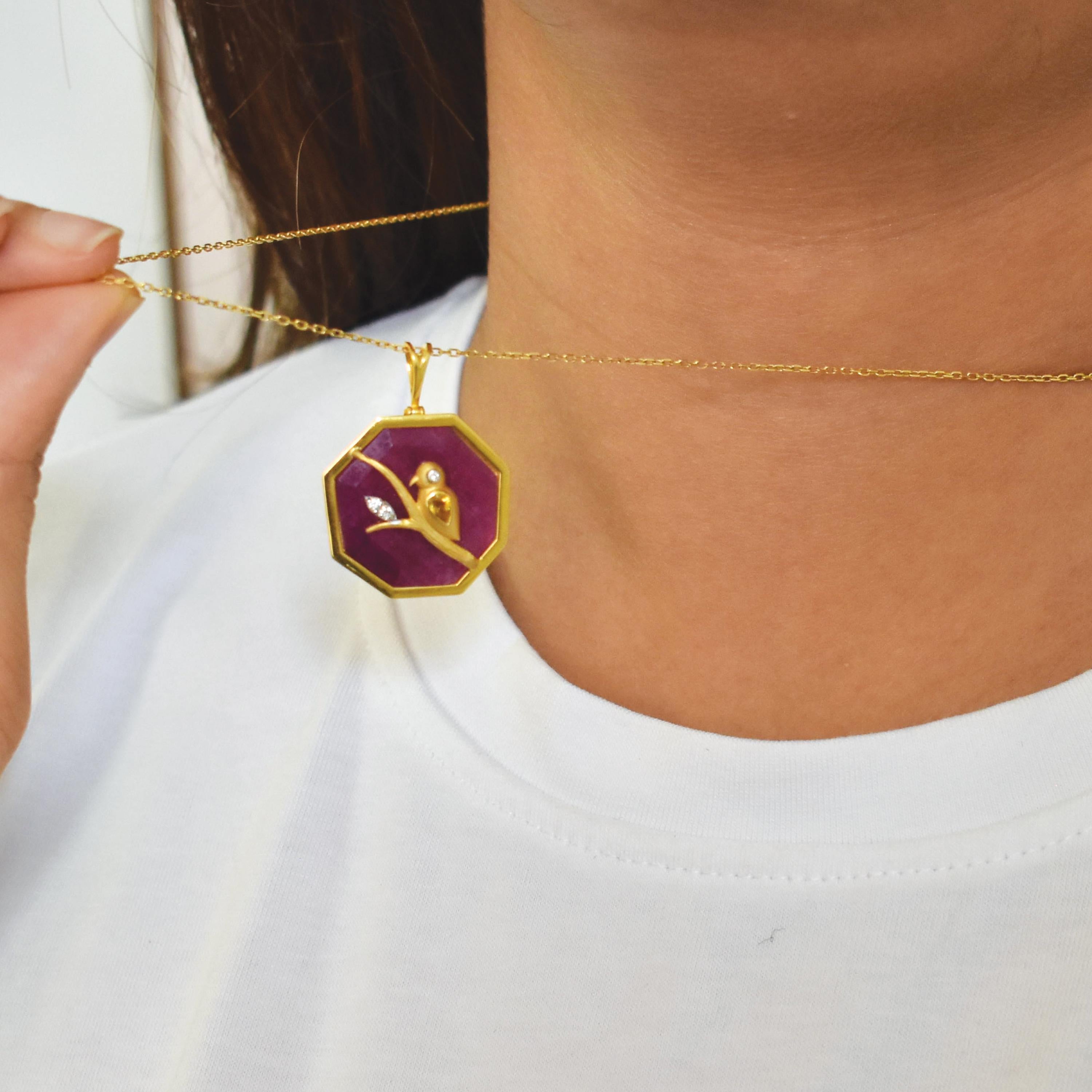 Reversible Octagonal Ruby Pendant Yellow Sapphire… - image 6