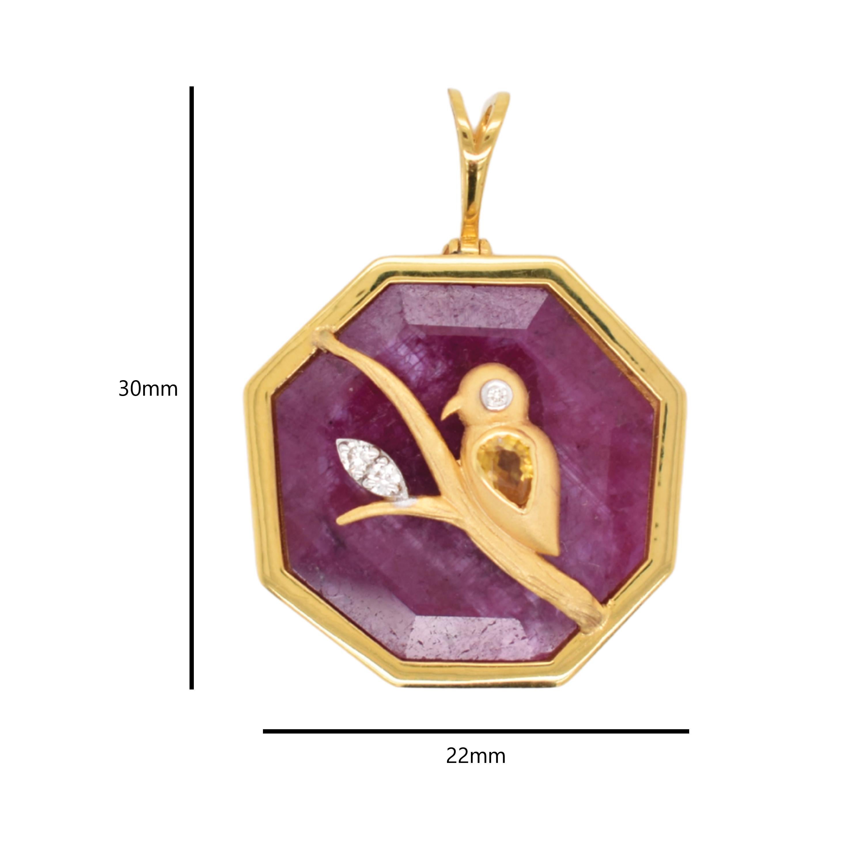 Reversible Octagonal Ruby Pendant Yellow Sapphire… - image 7