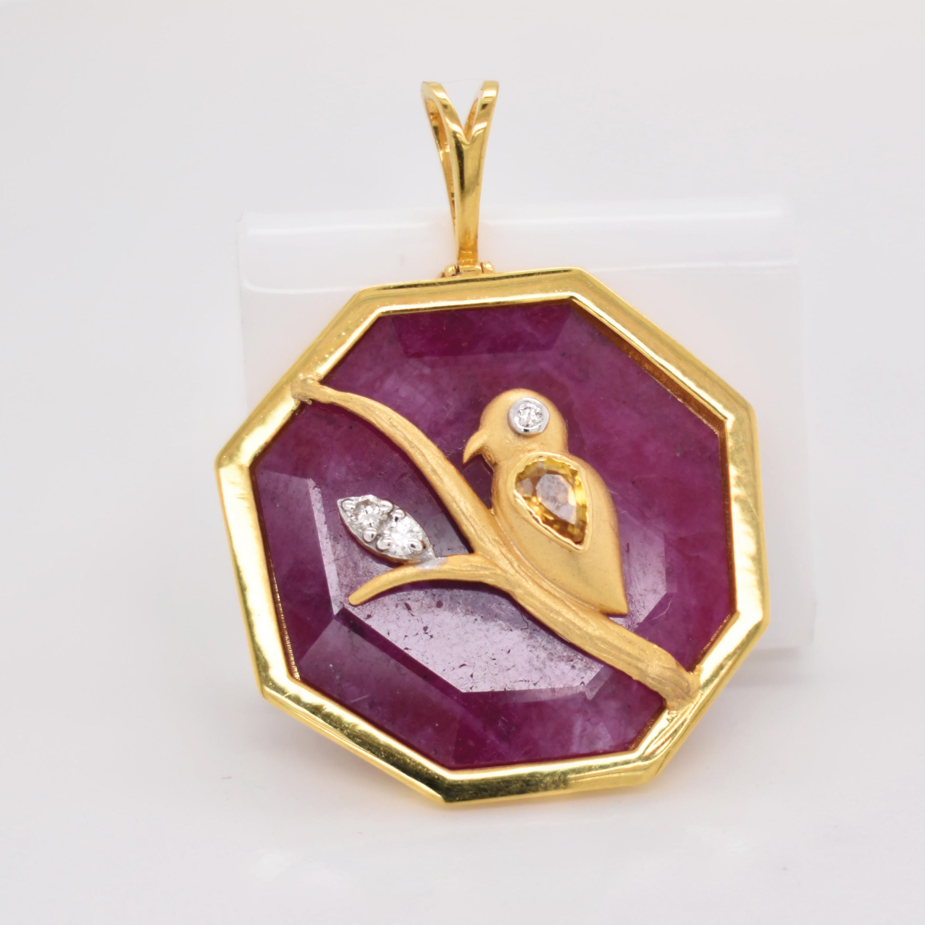 Reversible Octagonal Ruby Pendant Yellow Sapphire… - image 8