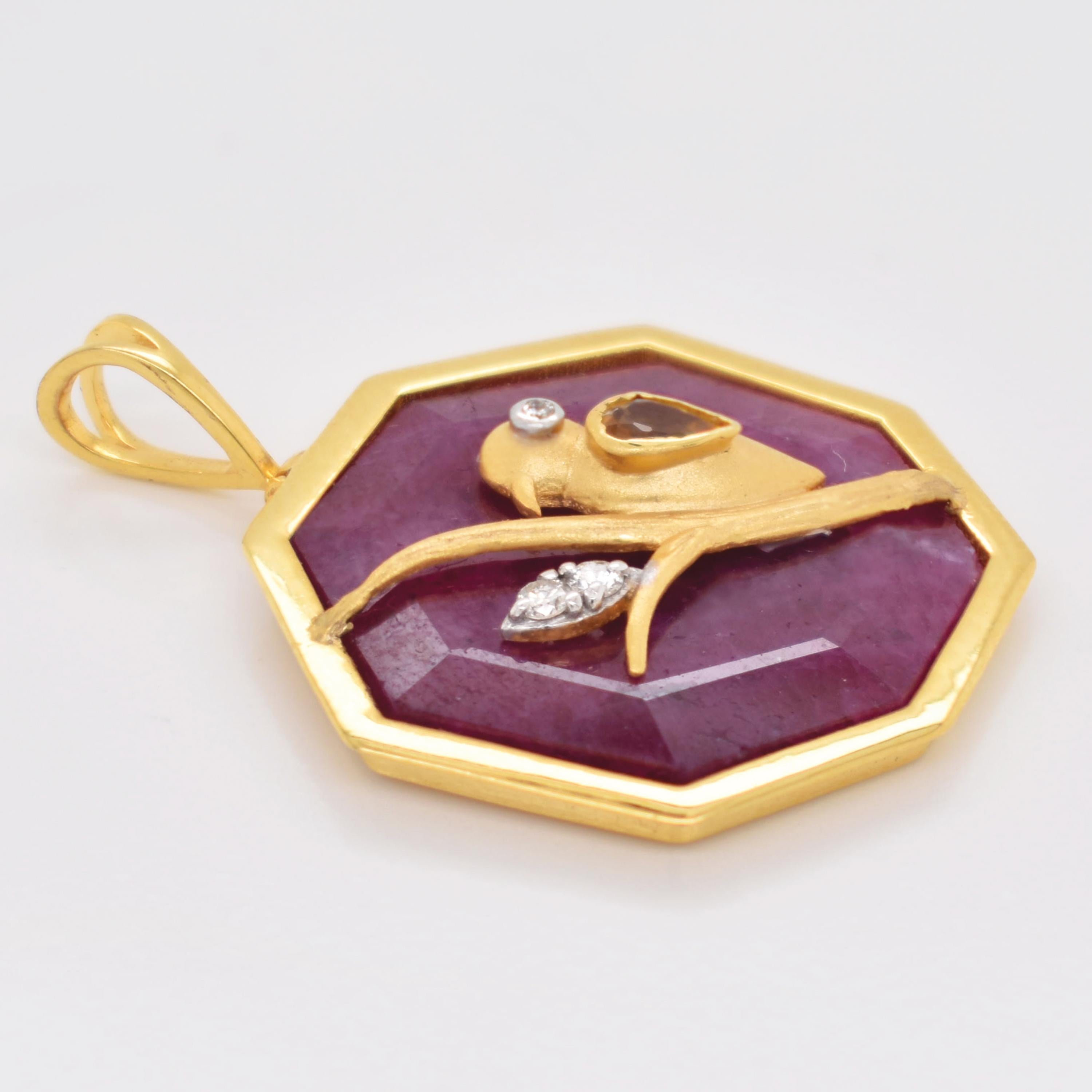 Reversible Octagonal Ruby Pendant Yellow Sapphire… - image 9