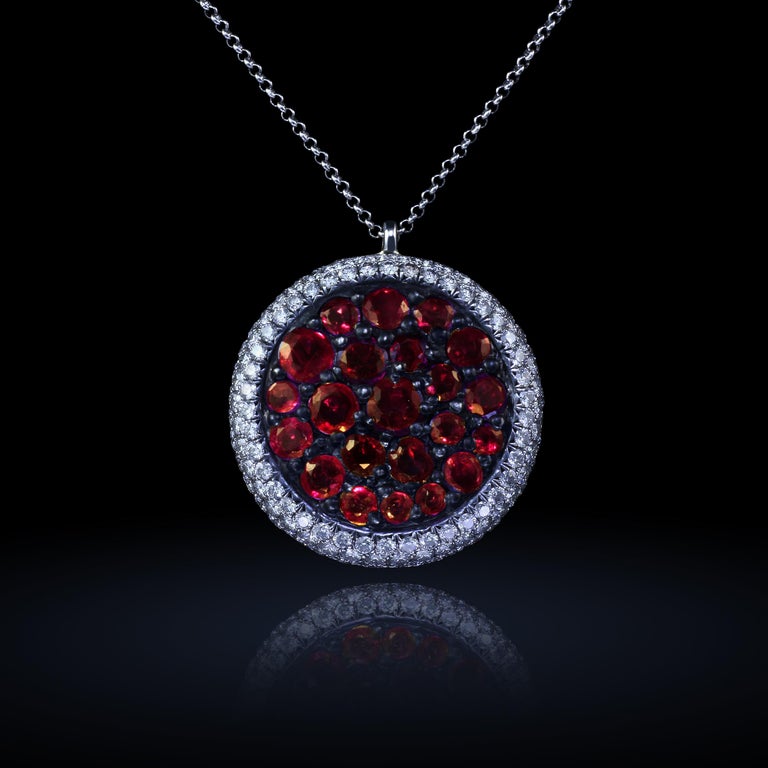 Leon Mege Reversible Pendant with Carved Moonstone, Rubies, Micro Pave ...