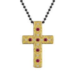 Reversible Ruby and Paraiba Tourmaline Cross