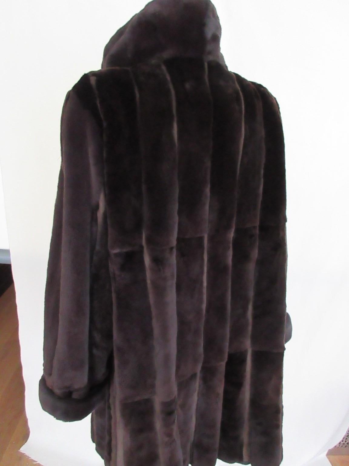 Noir Manteau réversible en fourrure de vison tondu