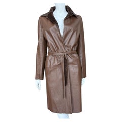 Vintage Reversible Leather and Rabbit Fur Trench Coat, Unisex S-M