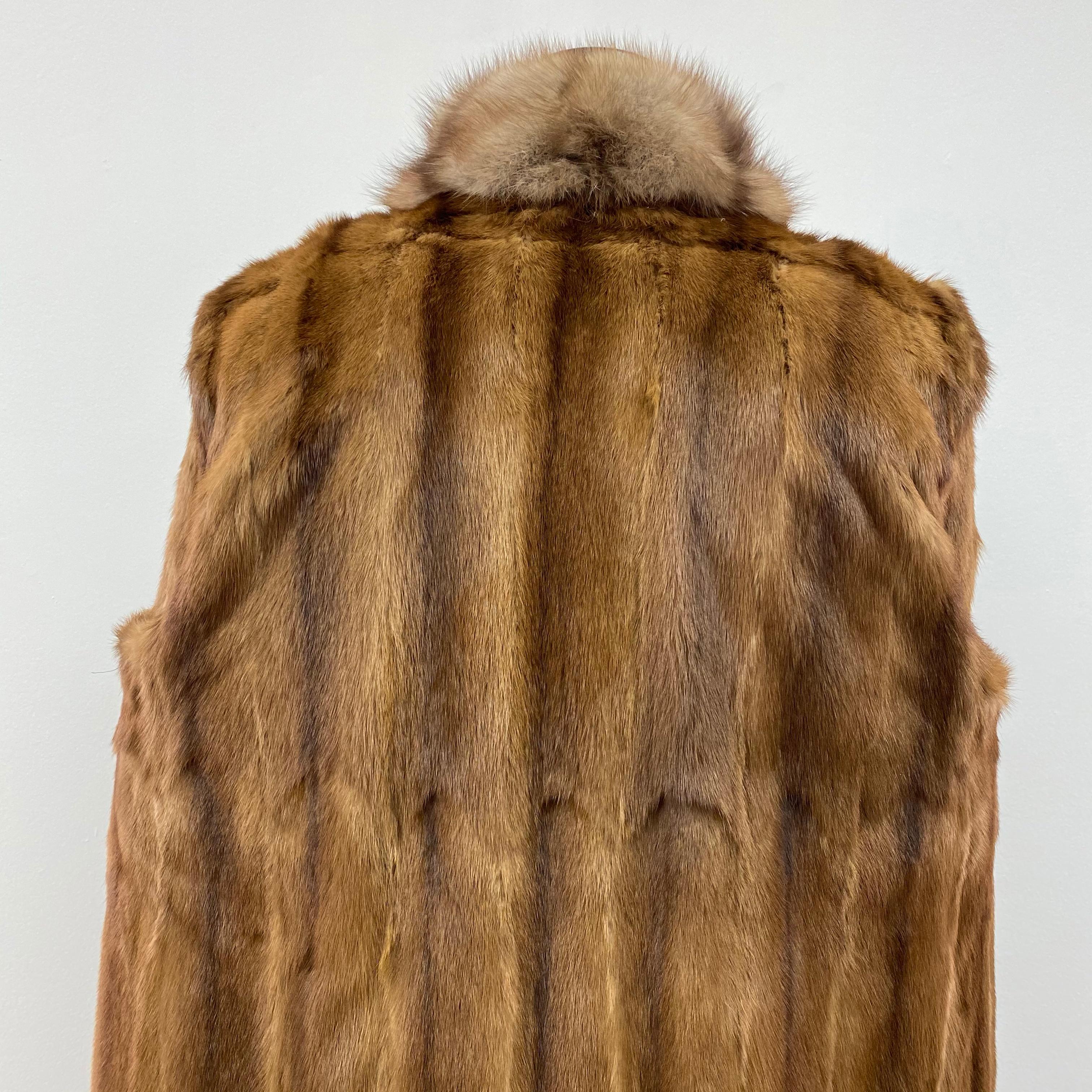 Taffeta and Mink Fur Raincoat with Russian Sable trim (Size 10-M) For Sale 4