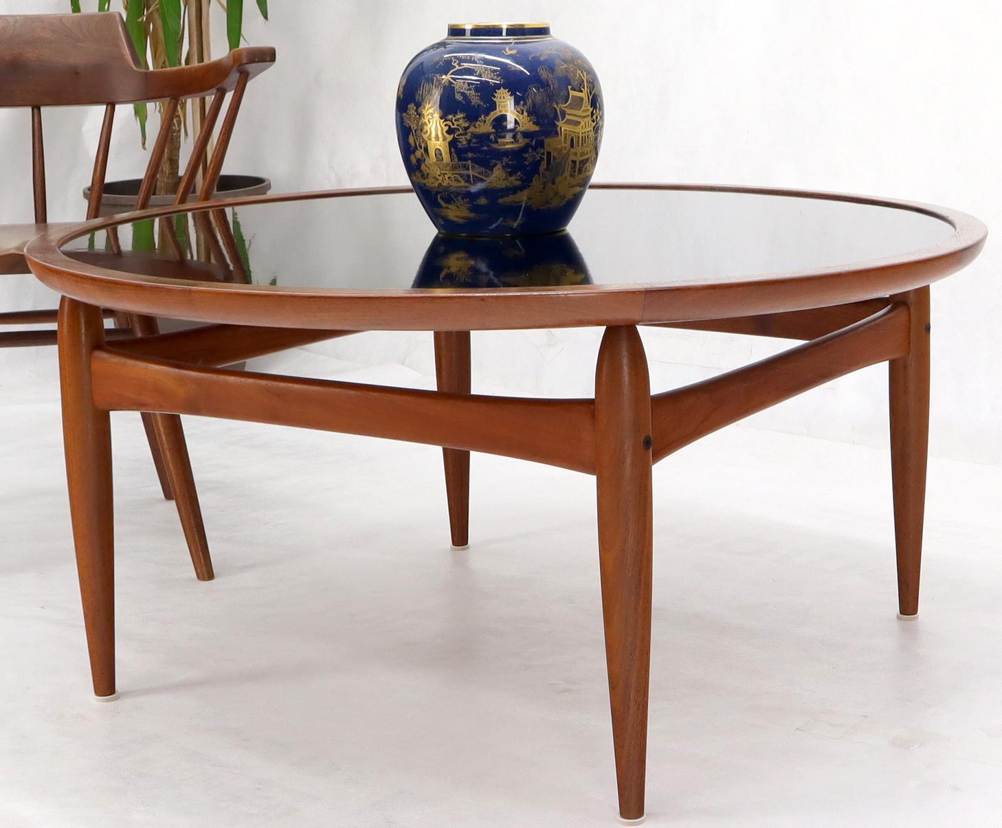 Teak Reversible top around Danish Mill Century modern coffee table For Sale