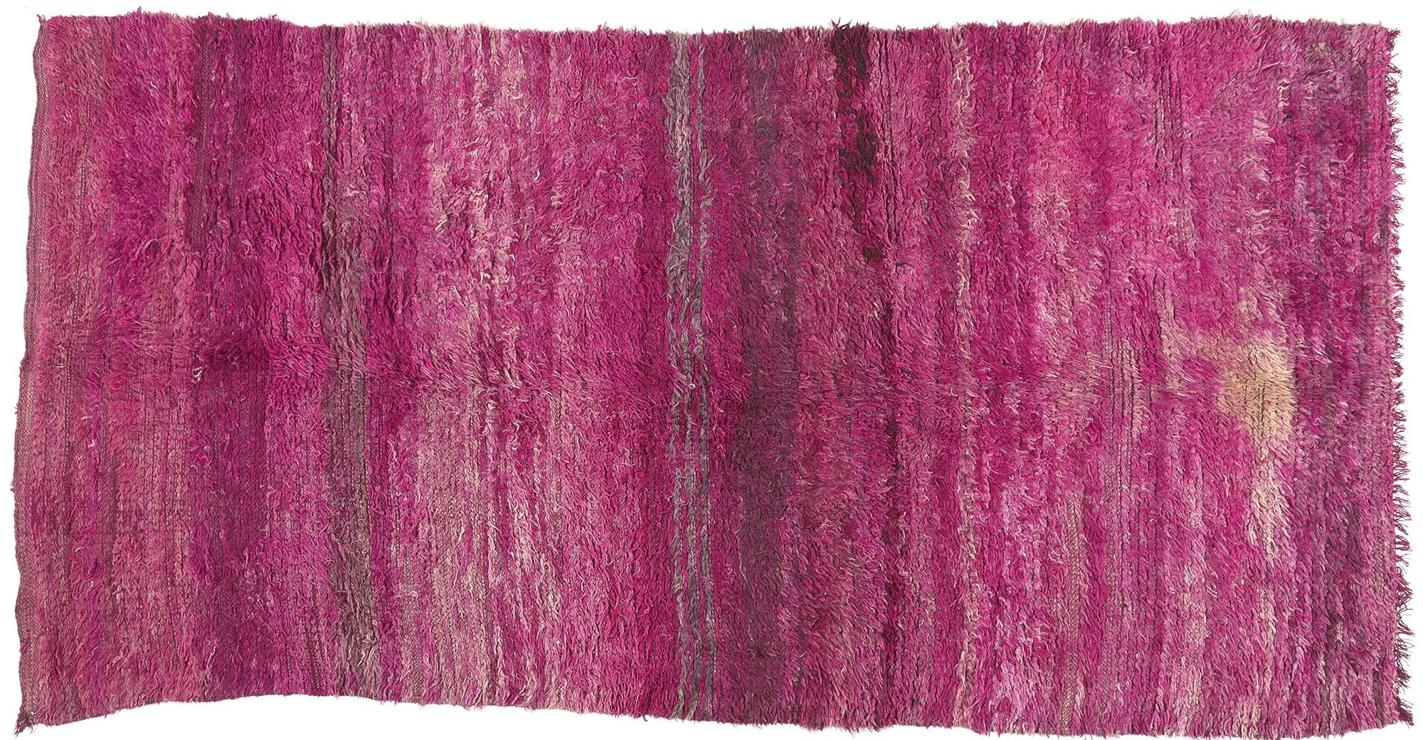 Tappeto marocchino reversibile Beni MGuild vintage, il Boho incontra l'espressionismo astratto in vendita 8