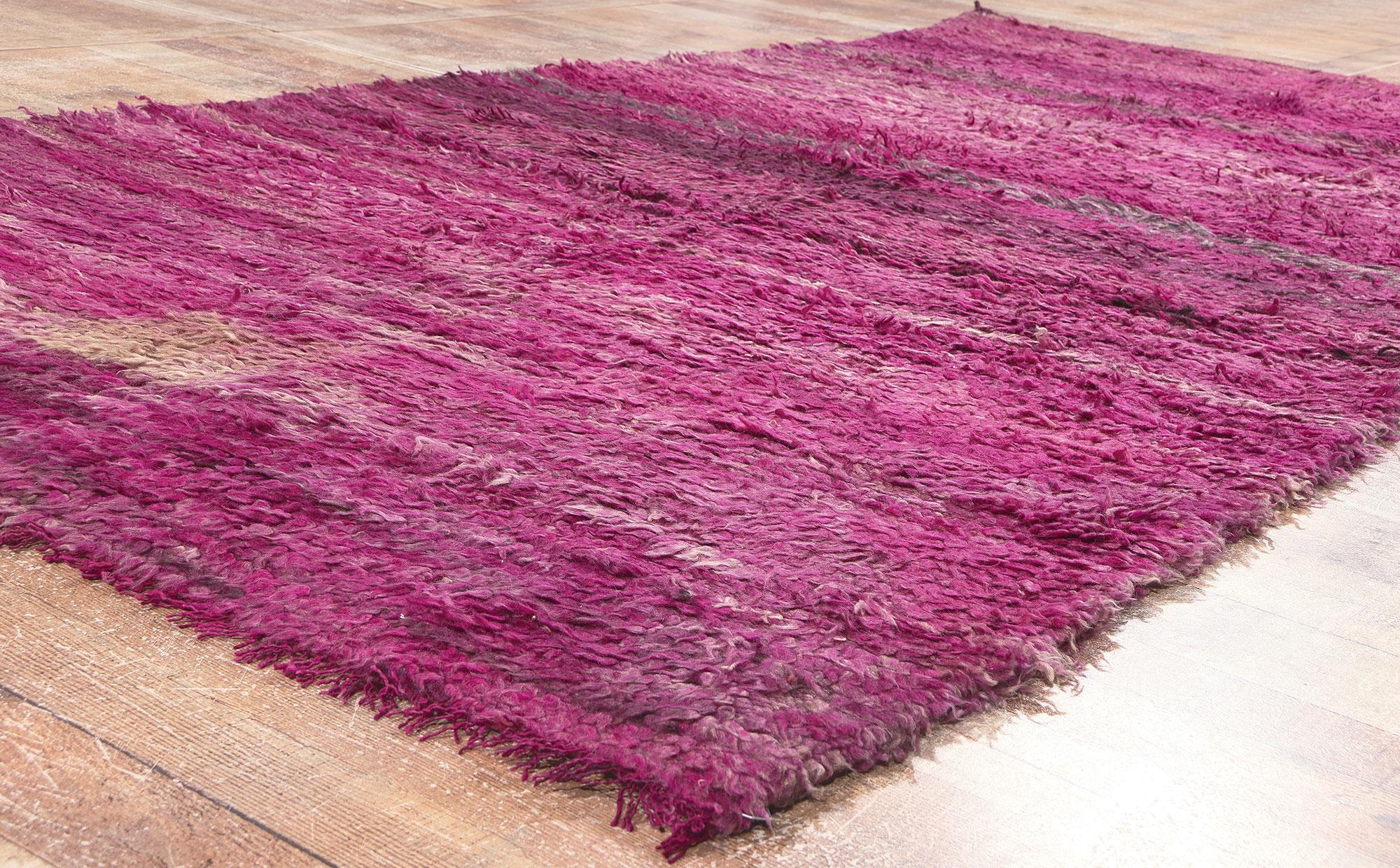 Bohemian Reversible Vintage Beni MGuild Moroccan Rug, Boho Meets Abstract Expressionism For Sale