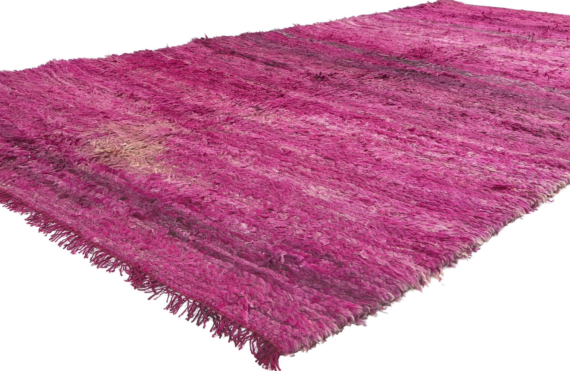 Hand-Knotted Reversible Vintage Beni MGuild Moroccan Rug, Boho Meets Abstract Expressionism For Sale